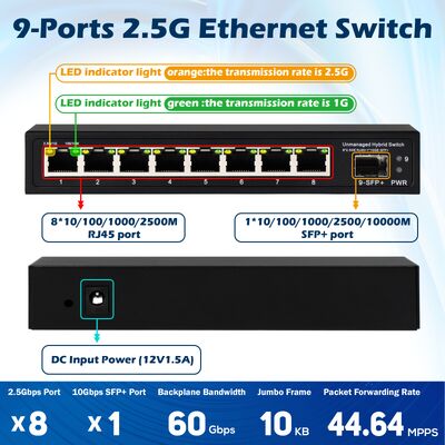 Commutateur Ethernet 2.5G non administré avec une bande passante de fond de panier de 60 Gbit/s et un port SFP 10G en liaison montante pour les réseaux d'entreprise