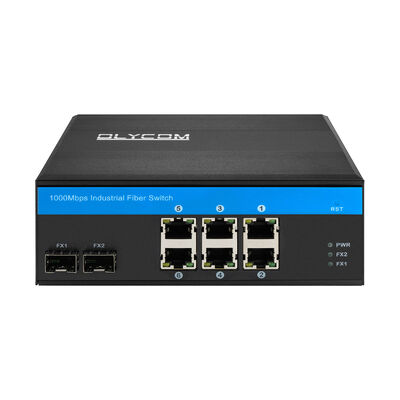 Commutateur PoE industriel 8 ports Gigabit Ethernet fibre optique non géré, montage DIN, CE FCC