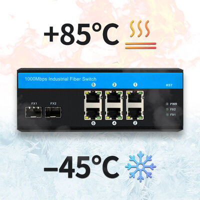 Commutateur réseau Gigabit 8 ports non géré avec liaisons montantes fibre optique 1G SM/MM sans ventilateur, homologué FCC, indice IP40