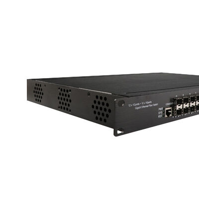 Commutateur Ethernet géré par 24 ports Gigabit Fibre industriel à double entrée 220V 1U Rack CE