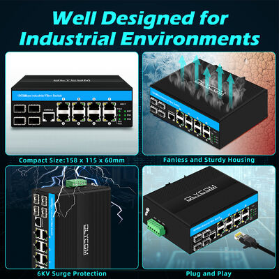 Commutateur POE industriel avec 8 ports POE 4 ports SFP et commutateur réseau géré par puce Vitesse