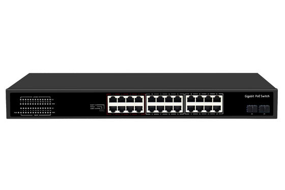 24 ports Gigabit PoE Switch 1U Type non géré 1G Ethernet 300W Budget sans ventilateur