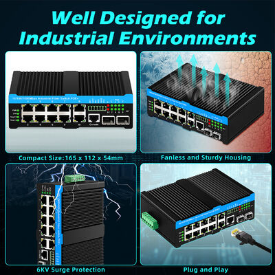 90w Switch Poe Industriel Fibre Optique 2.5G Relais d'alarme pour caméras PTZ extérieures