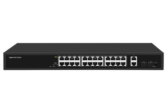Commutateur fibre PoE Gigabit complet 28 ports non géré, budget PoE 300W, alimentation 220V