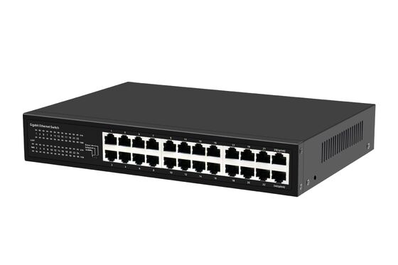 Commutateur Ethernet Gigabit 24 ports avec modes intelligents, type bureau sans ventilateur, entrée CA
