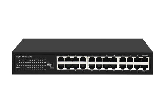 Commutateur Ethernet Gigabit 24 ports avec modes intelligents, type bureau sans ventilateur, entrée CA