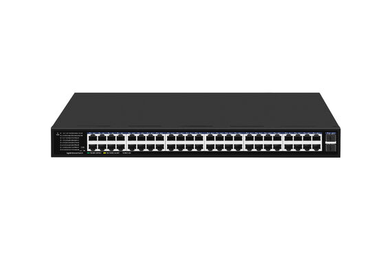 Commutateur Ethernet Gigabit 48 ports, liaisons montantes SFP fibre, non géré, montage en rack, entrée 220V, certifié CE