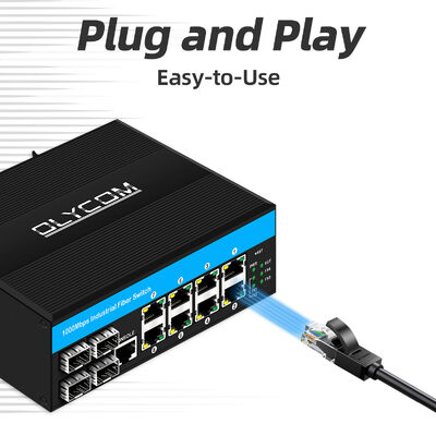 12 ports industriels Gigibit commutateur à fibre optique géré Commutateur Ethernet robuste DC12-52V entrée avec 4 SFP+8 RJ45