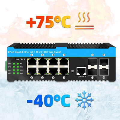 4*10G Ports Sfp+8*10/100/1000mbps 12 Port géré 10G Optical Bypass Poe Switch