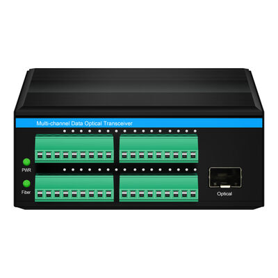 Convertisseur à fibre optique à contact sec à 16 canaux, bidirectionnel DIN RAIL pour alarme industrielle