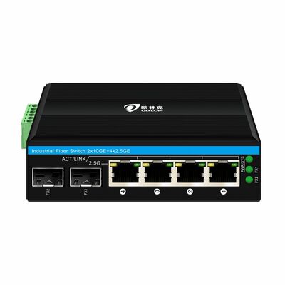 Switch industriel 2.5G PoE Fibre 4 ports PoE+ avec 2 SFP 10G Uplink Rail DIN