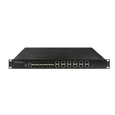 12SFP la fibre 12UTP met en communication le support contrôlé industriel du commutateur 1U d'Ethernet