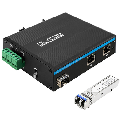 Commutateur industriel de fibre de gigabit du réseau 2 gauche de 20KM avec 1 connecteur de LC extérieur
